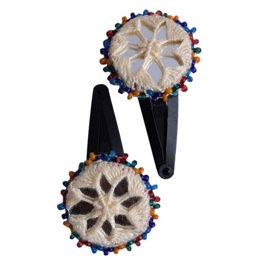 Artisanal Elegance: Handcrafted Tic Tac Pins by Divyang & Rural Women-  Cream
