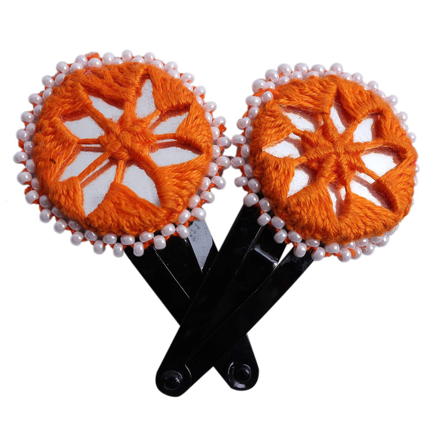 Artisanal Elegance: Handcrafted Tic Tac Pins by Divyang & Rural Women- Orange