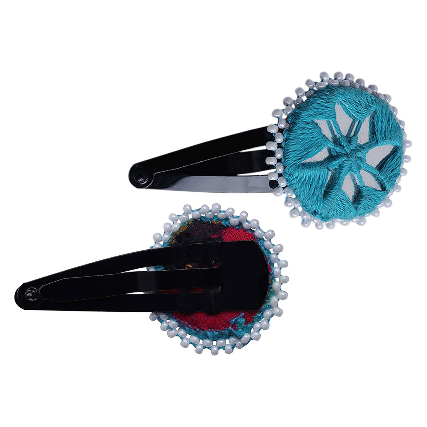 Artisanal Elegance: Handcrafted Tic Tac Pins by Divyang & Rural Women- Turkoish Blue